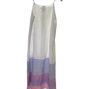 C&C California White Maxi Dress with Pink and Blue Stripes
